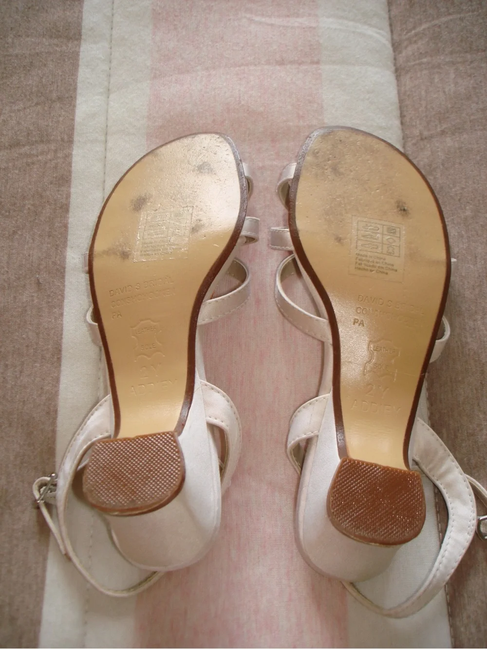 David Bridals Children’s Satin Low Heel Sandals in Light Pink